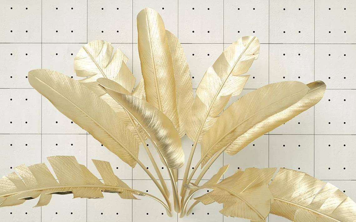 Фотообои в интерьере золотые листья 3д  15-416 фото