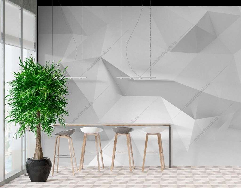 Фотообои в интерьере фон серый геометрия    9-1891 фото