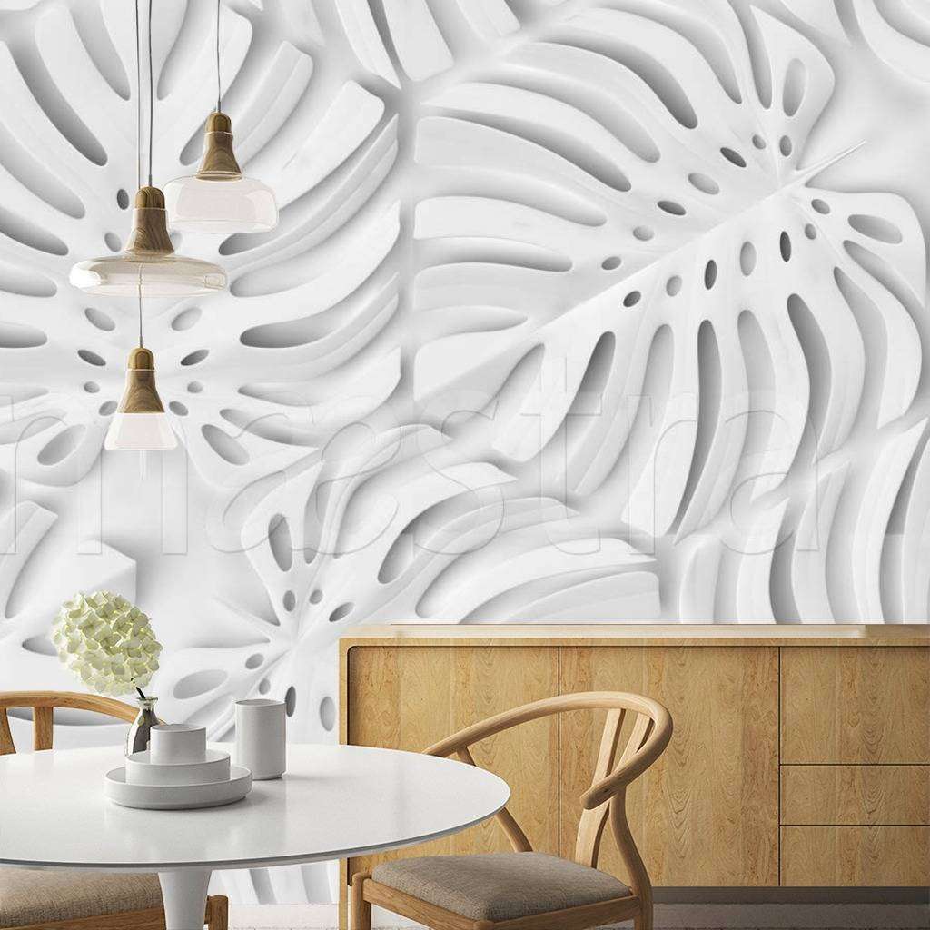 Фотообои 3д листья папоротника из лепнины  10-476