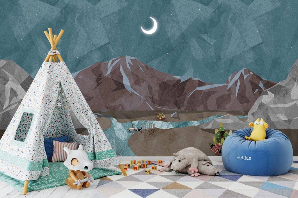 Фотообои Полигональный пейзаж 3д  9-1258