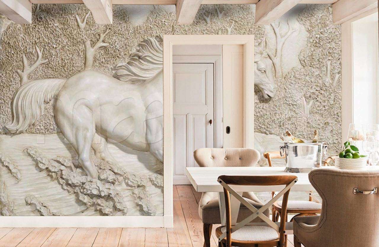 Фотообои в интерьере кони 3д  7-813 фото