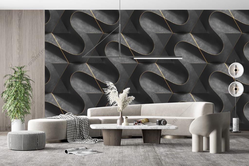 Фотообои Черная 3д панель  9-1591