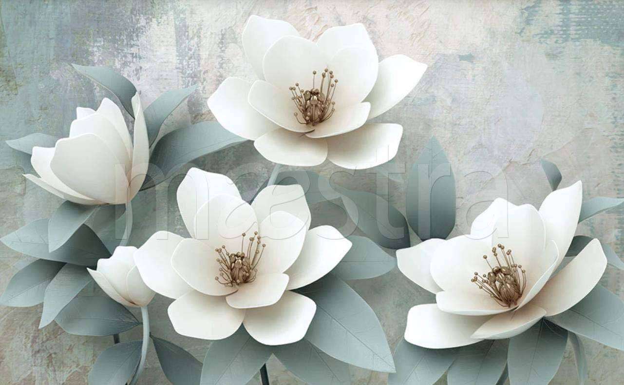 Фотообои в интерьере 3д стерео рельефные цветы  15-004 фото