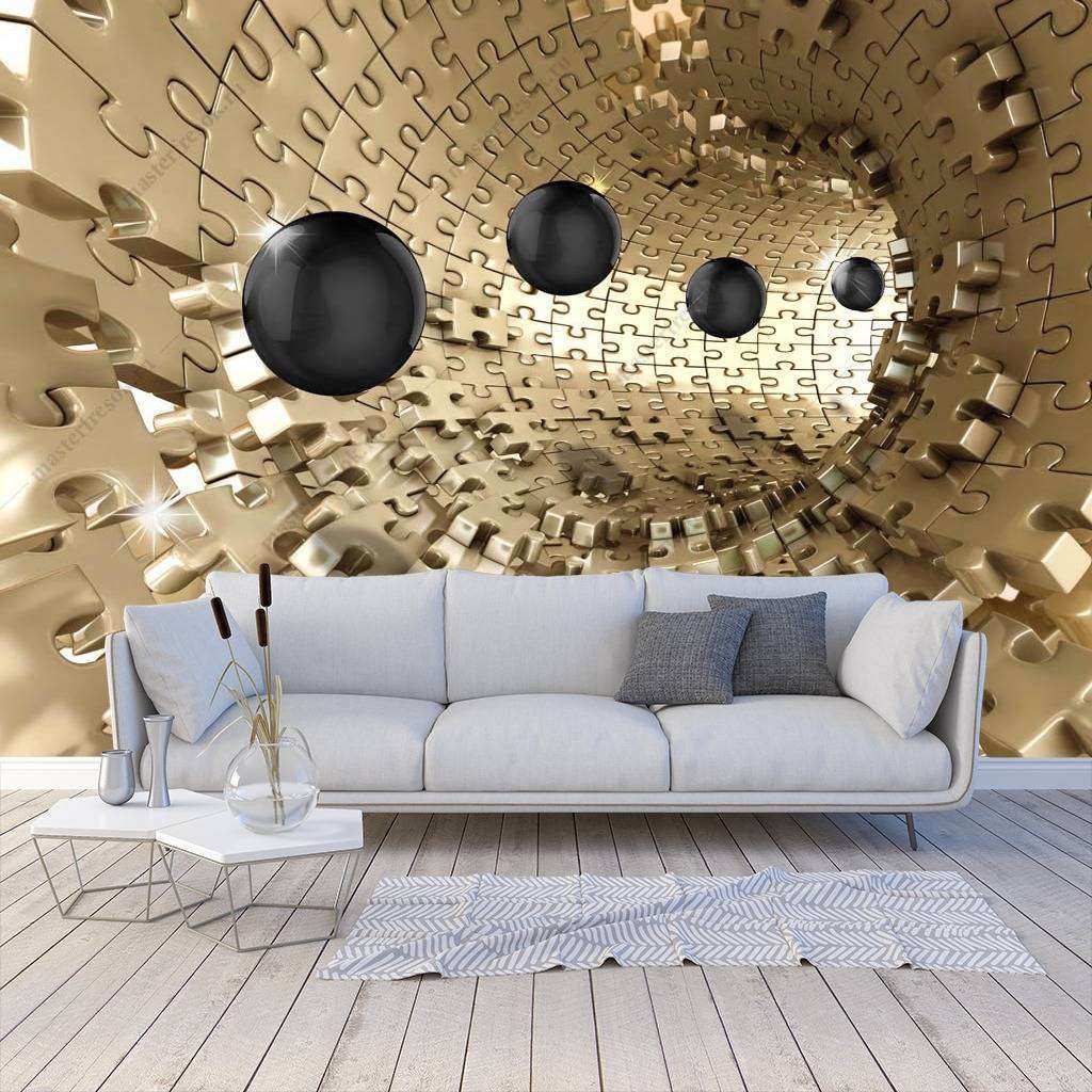 Фотообои 3д черные летающие шары  10-782