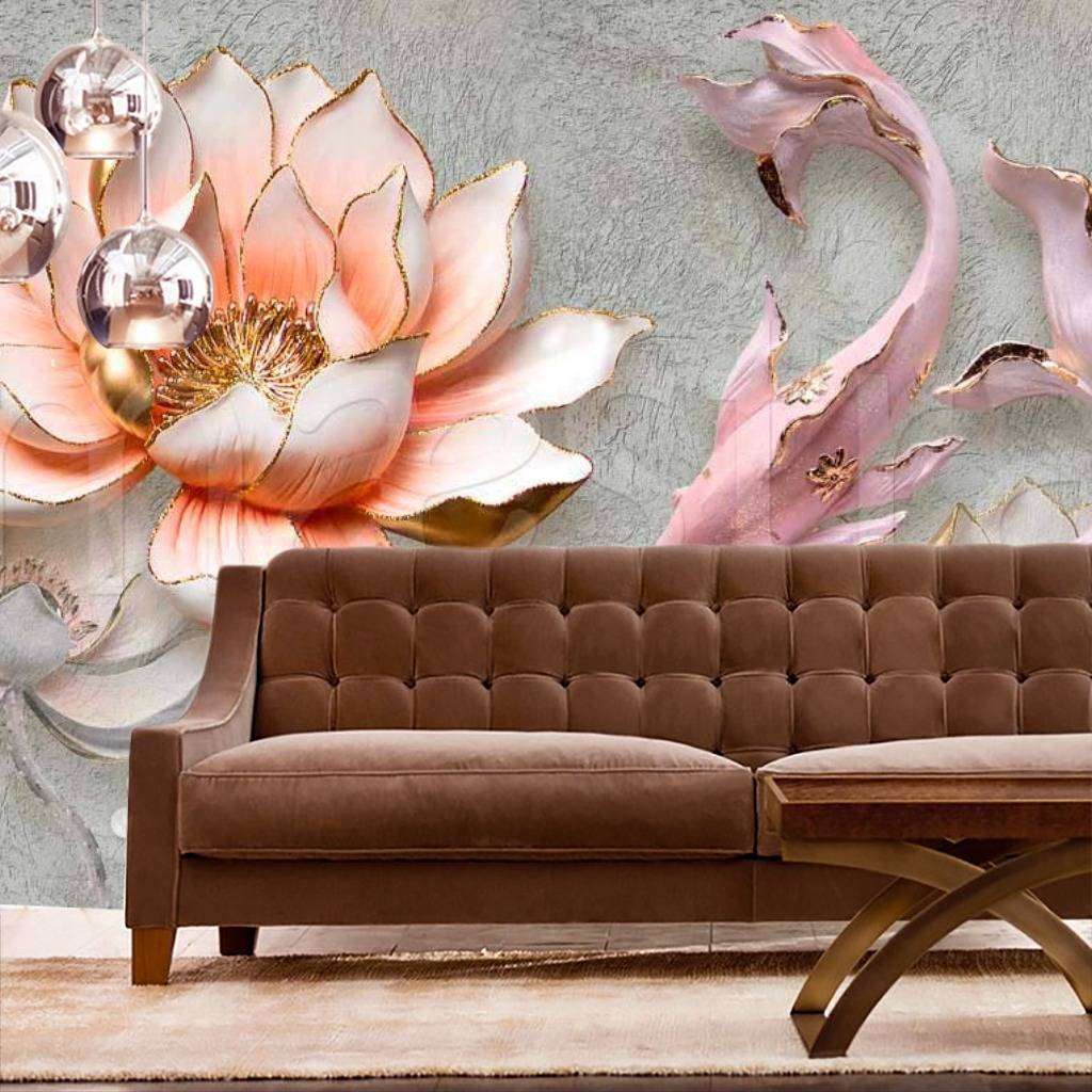 Фотообои 3д цветы и рыбы  7-802