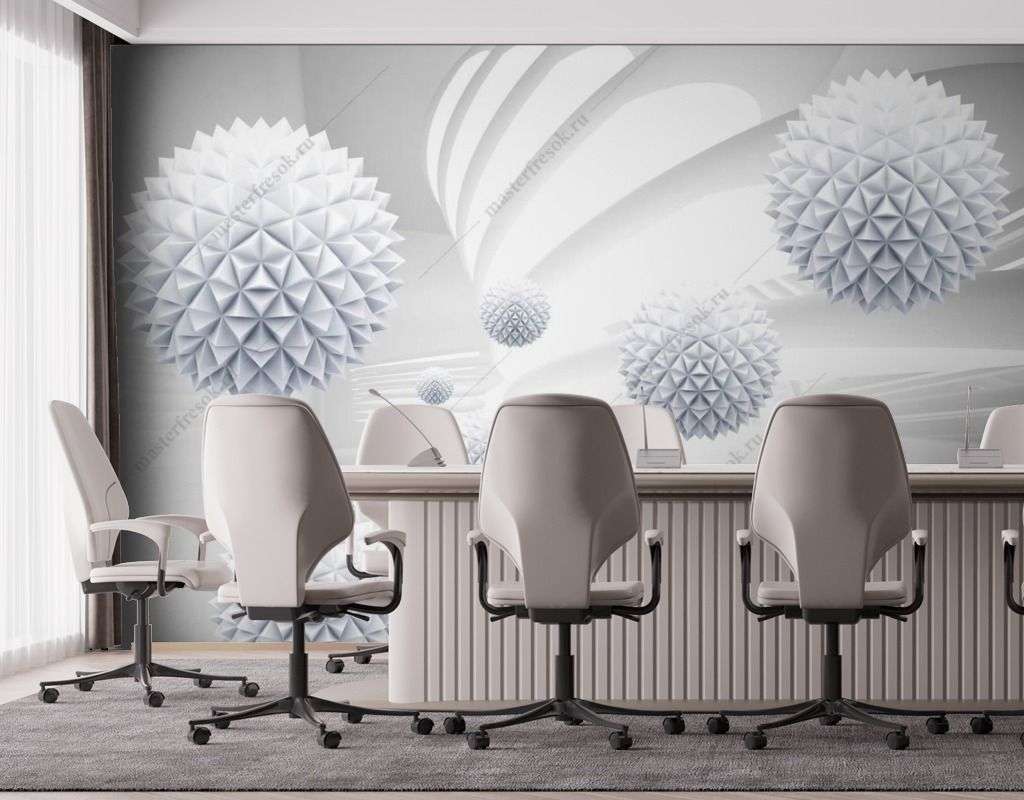 Фотообои в интерьере колючие сферы  14-295 фото