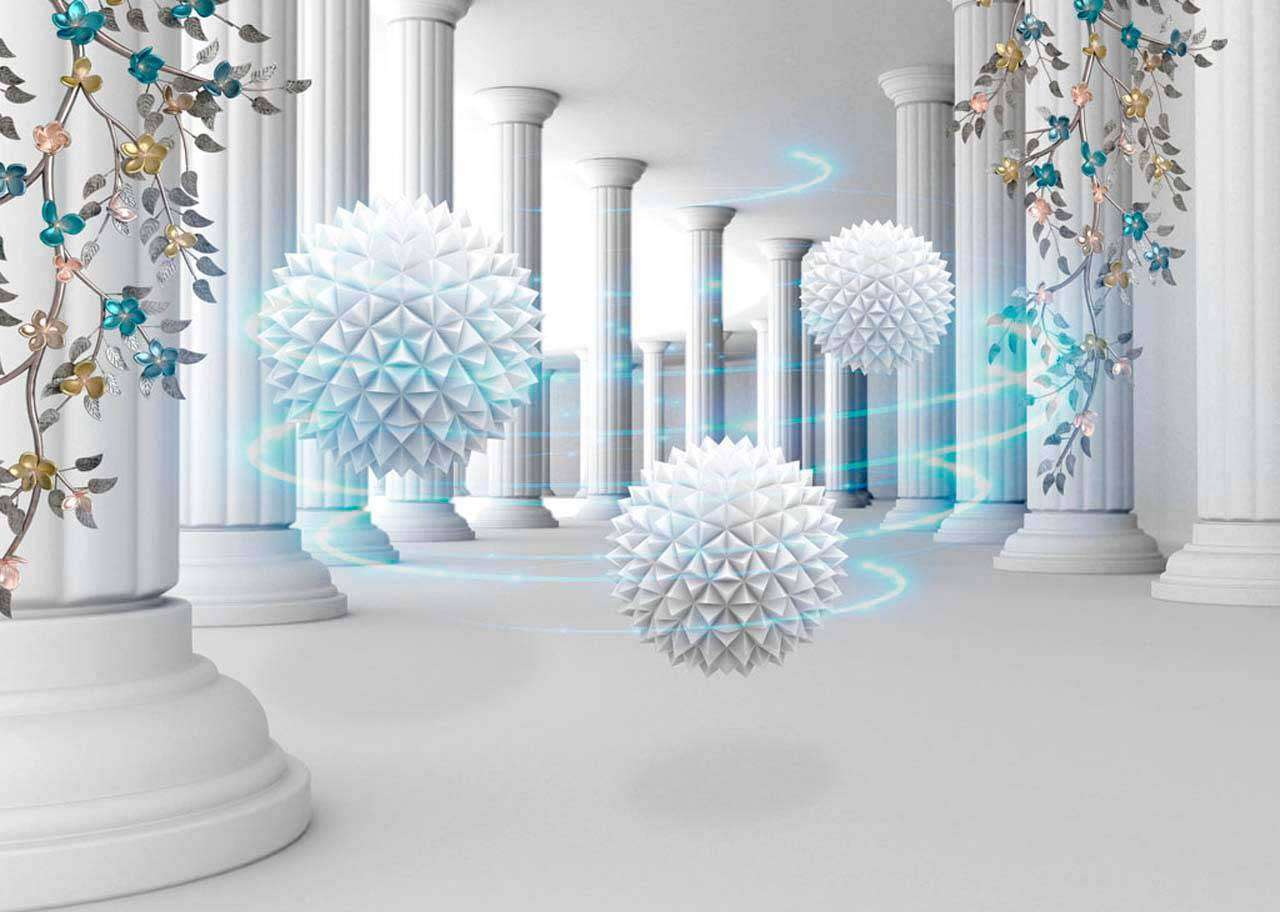 Фотообои в интерьере 3д шары в тоннеле  10-590 фото