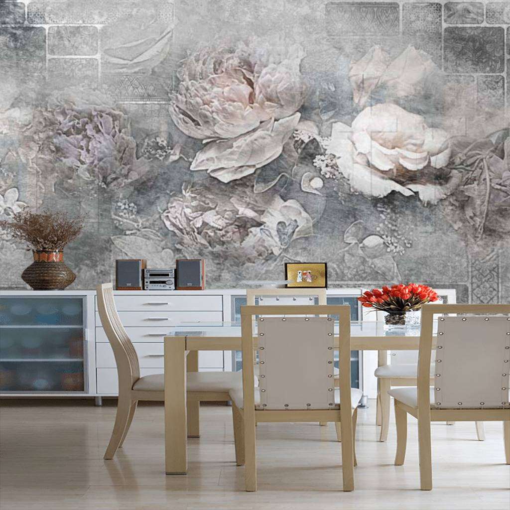 Фотообои Цветы 3д на сером фоне  7-765