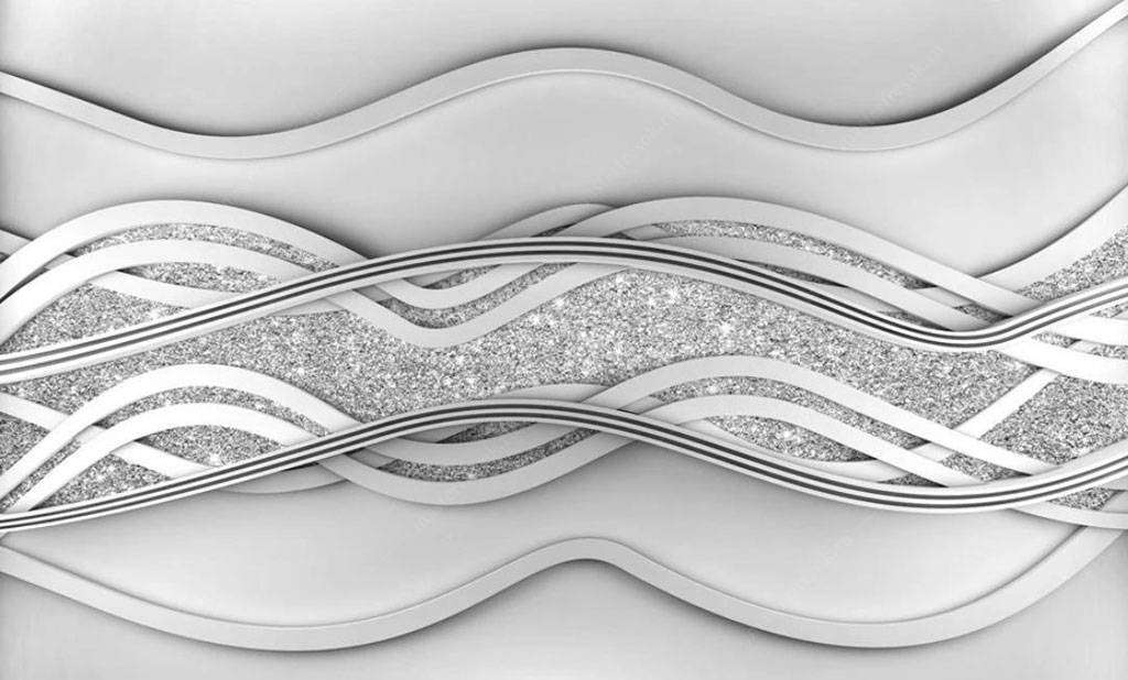 Фотообои в интерьере серебряные волны  15-721 фото
