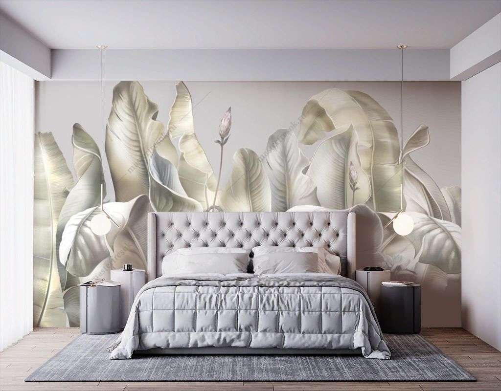 Фотообои в интерьере листья бананового дерева  13-561 фото