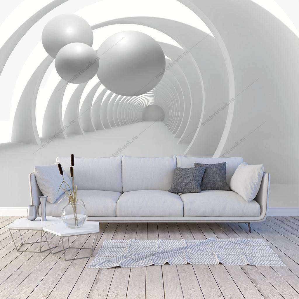 Фотообои Бесшовные обои на стену:  3д Белый тоннель. Артикул: 10-625  