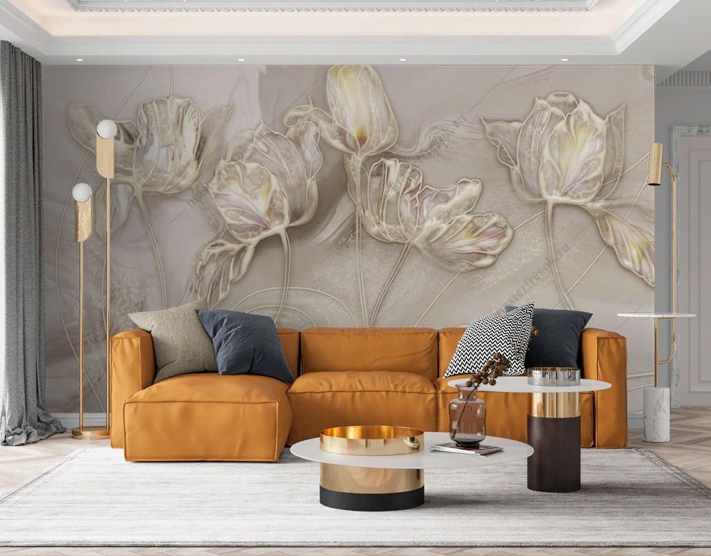 Фотообои Маки золотые  13-567