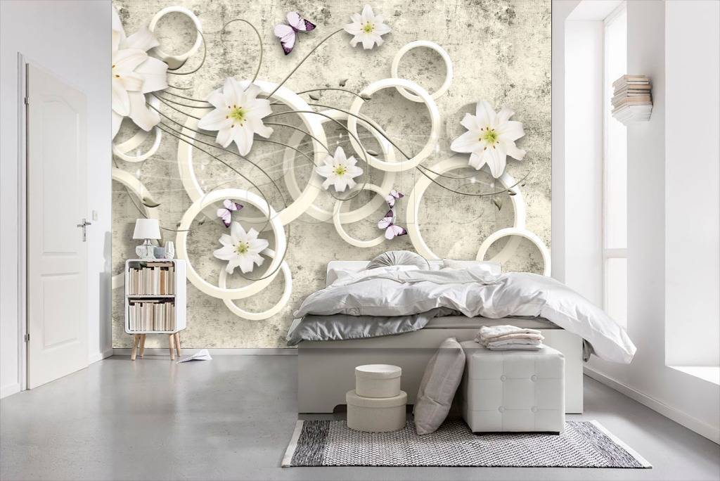 Фотообои 3д цветы и круги  10-556