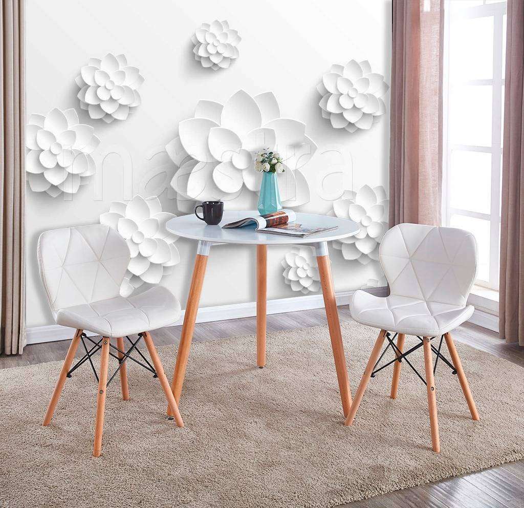 Фотообои Бесшовные обои на стену:  3д объемные цветы в векторной графике. Артикул: 10-465  