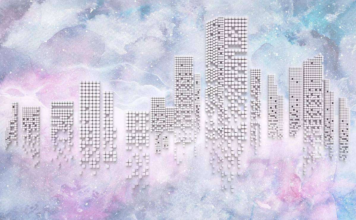 Фотообои в интерьере абстракция город 3д  15-459 фото