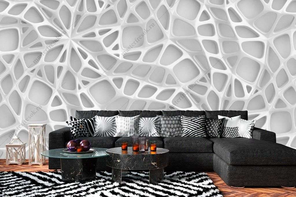 Фотообои в интерьере белая паутина 3д  9-1578 фото