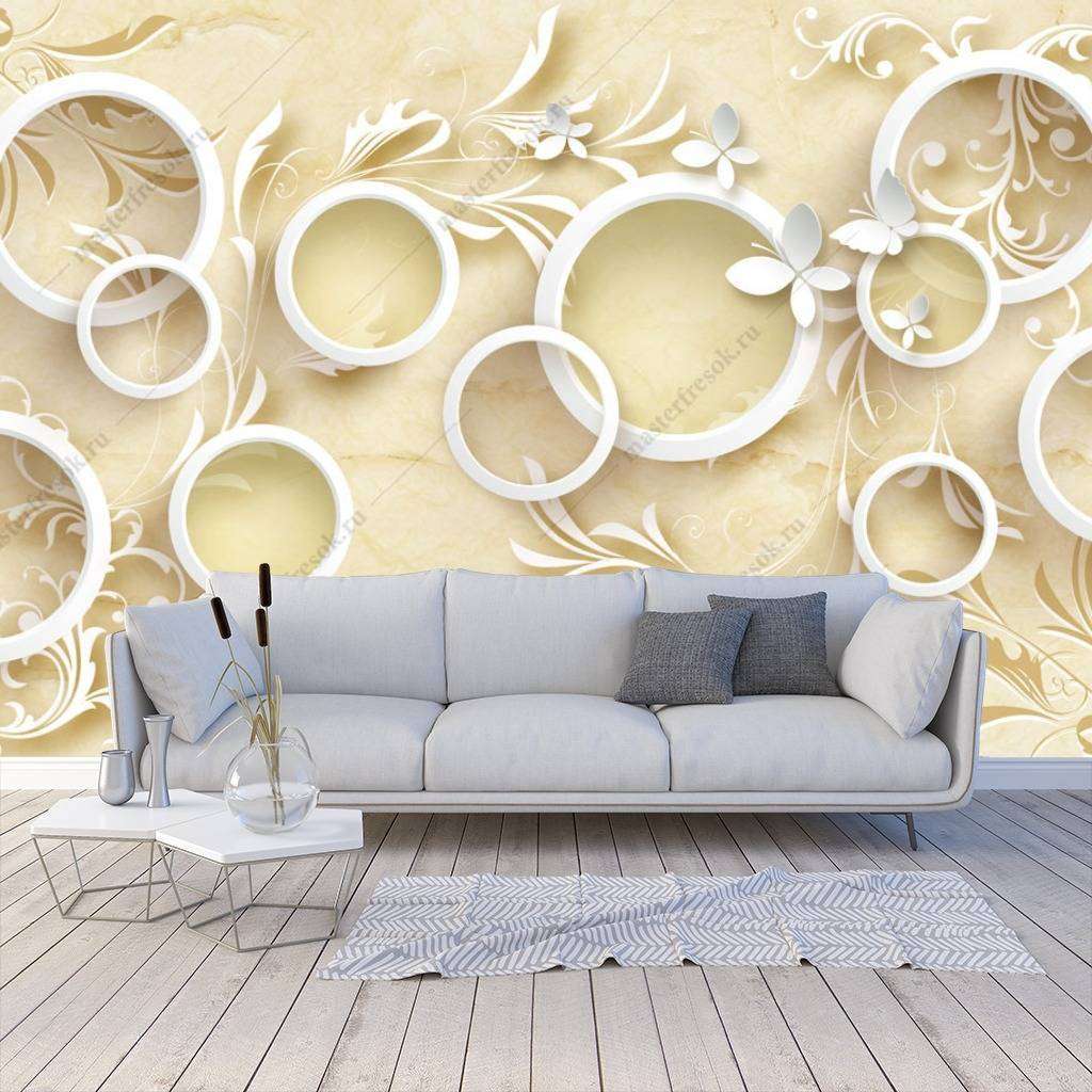 Фотообои в интерьере 3д белые веточки  10-631 фото