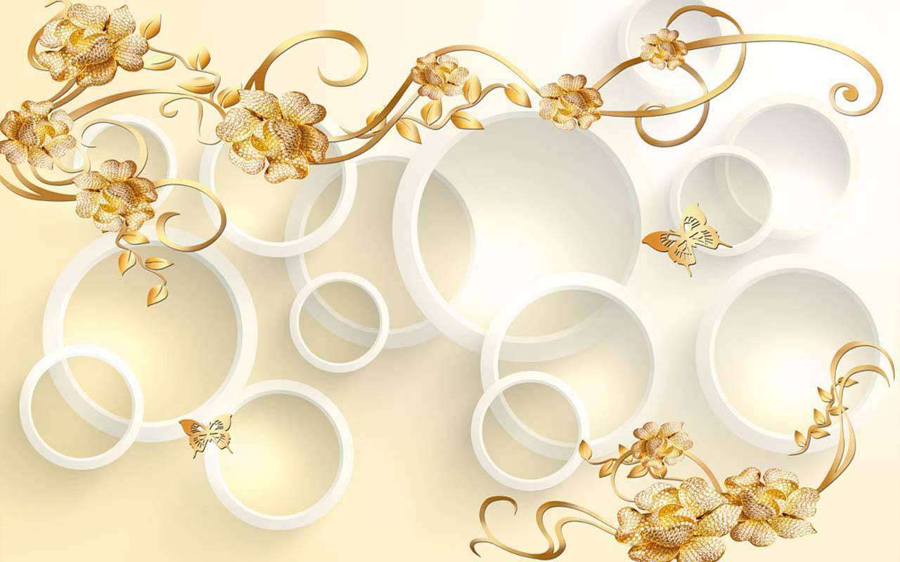 Фотообои в интерьере 3д стереоскопические круги  10-571 фото