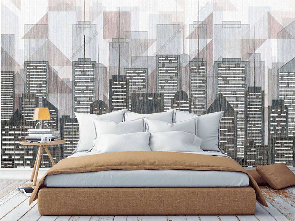 Фотообои в интерьере рисунок города  15-851 фото
