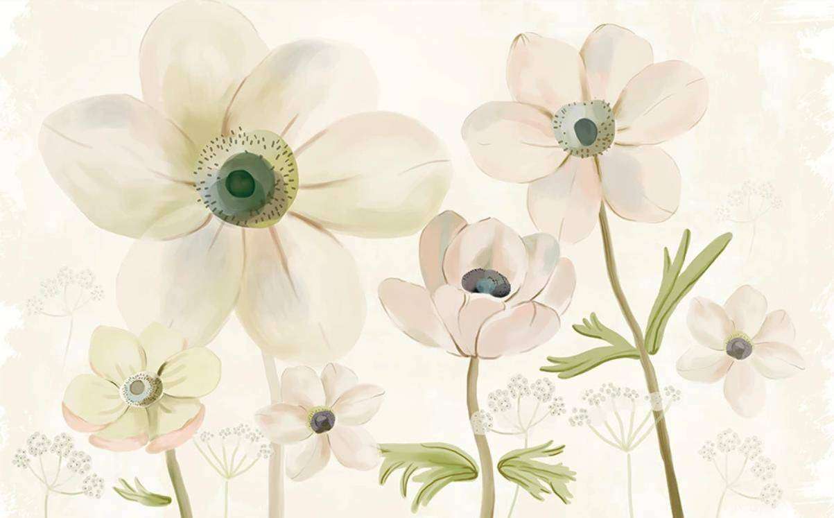 Фотообои в интерьере цветы прозрачные 3д  15-454 фото