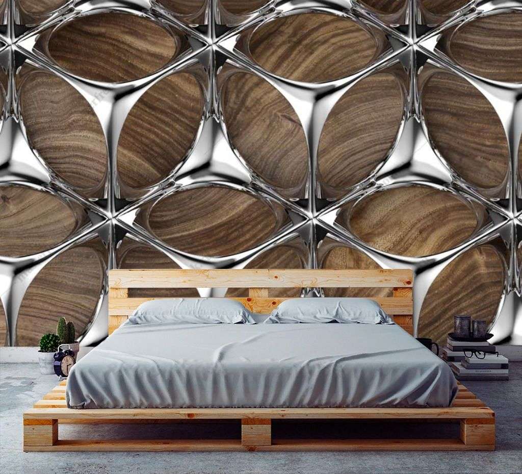 Фотообои в интерьере объемный металл  9-1589 фото