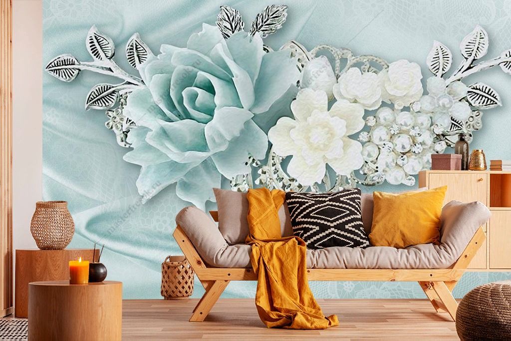 Фотообои Голубой китайский цветок  10-880