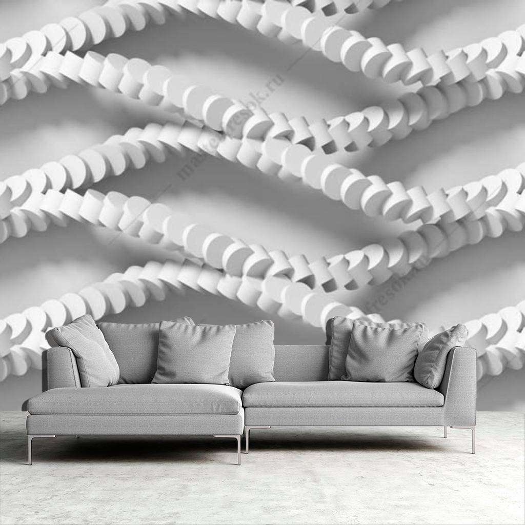 Фотообои в интерьере 3д геометрическая волна  10-802 фото