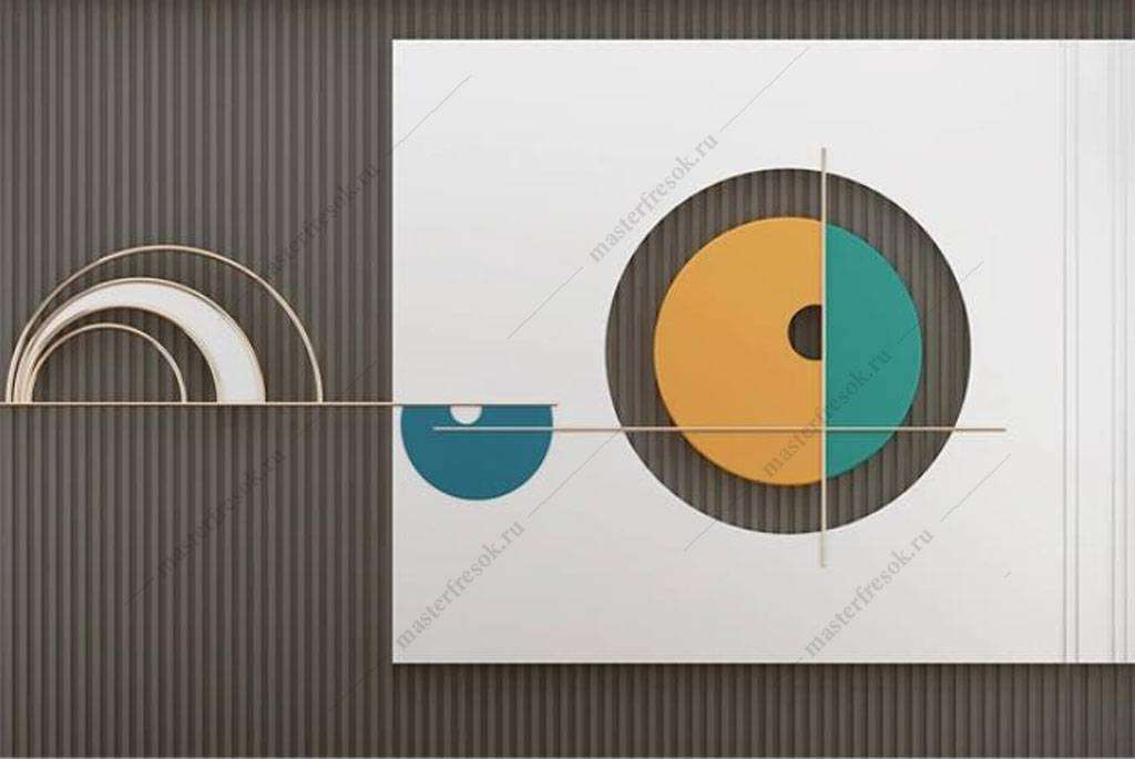 Фотообои в интерьере круговая геометрия  16-058 фото