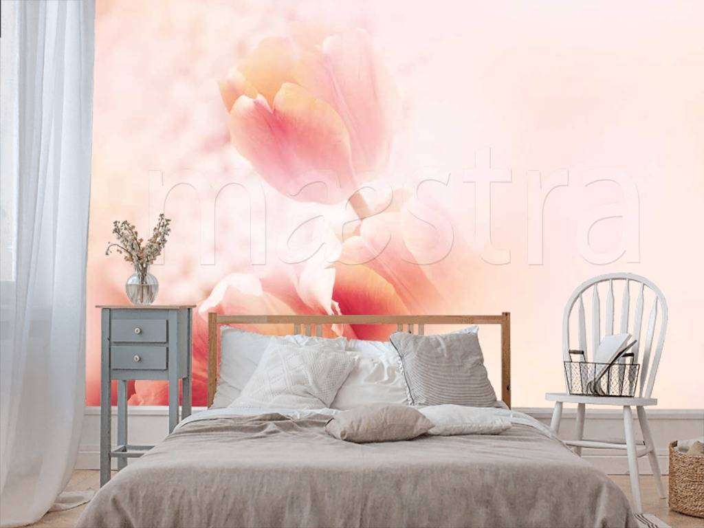 Фотообои в интерьере пышный тюльпан  10-124 фото