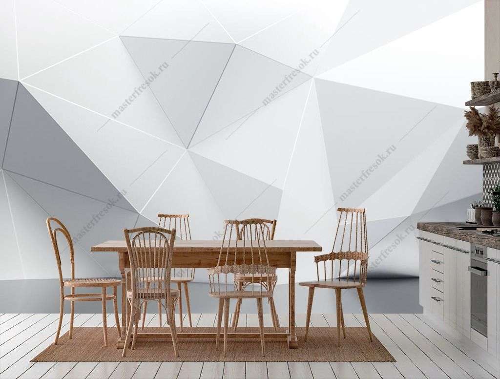 Фотообои в интерьере 3д белая стена  9-1443 фото
