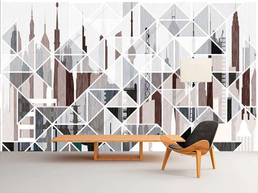 Фотообои в интерьере геометрическая композиция  15-837 фото