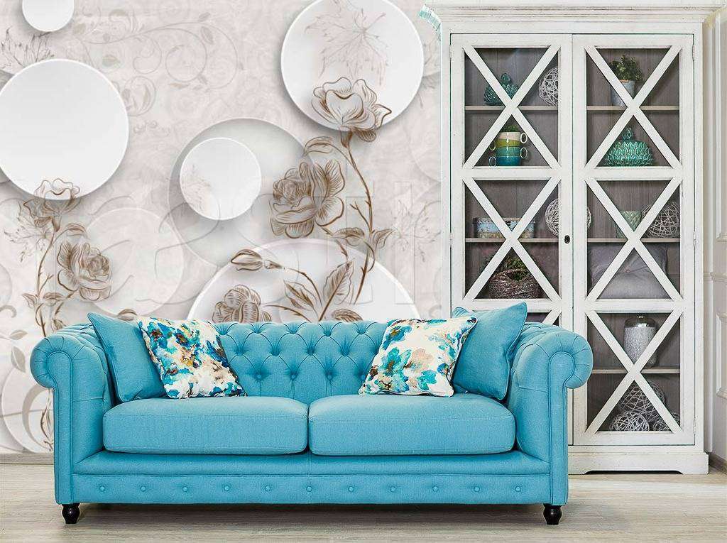 Фотообои 3д графика с шарами и розами  7-830