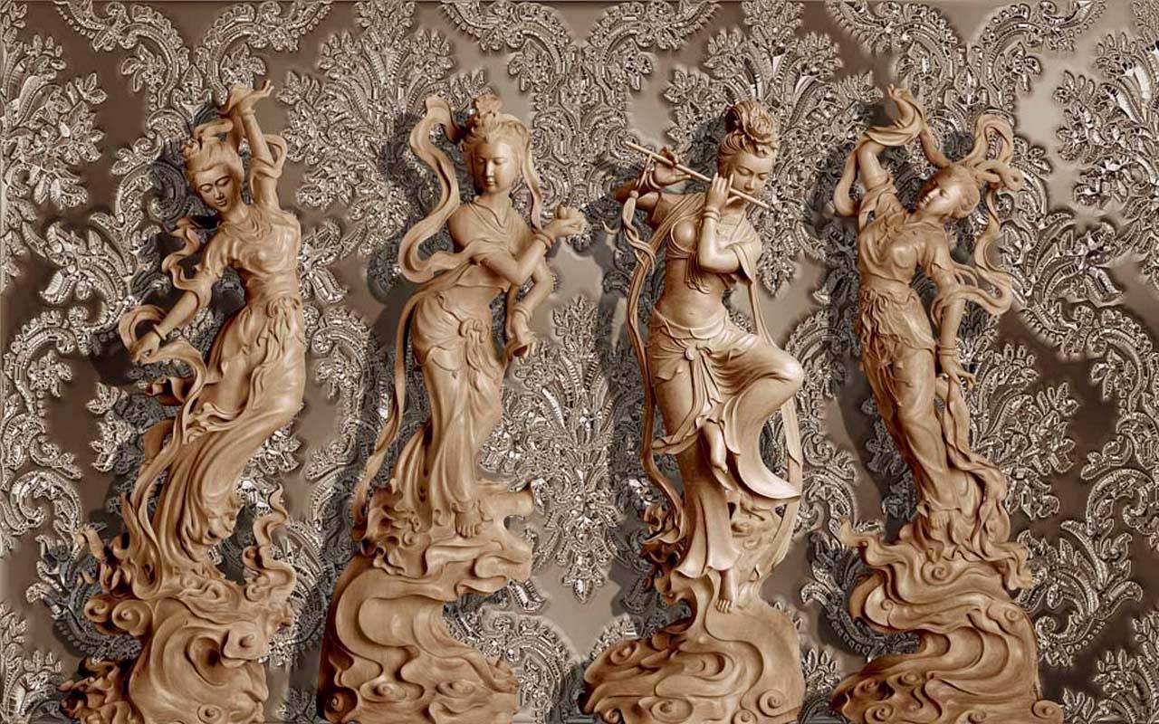 Фотообои в интерьере статуи 3д  7-812 фото