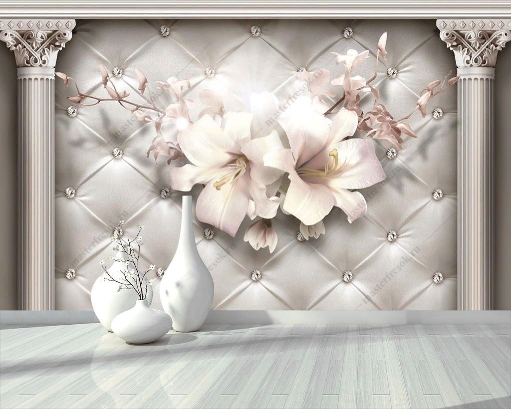 Фотообои 3д Цветы и колонны  10-899
