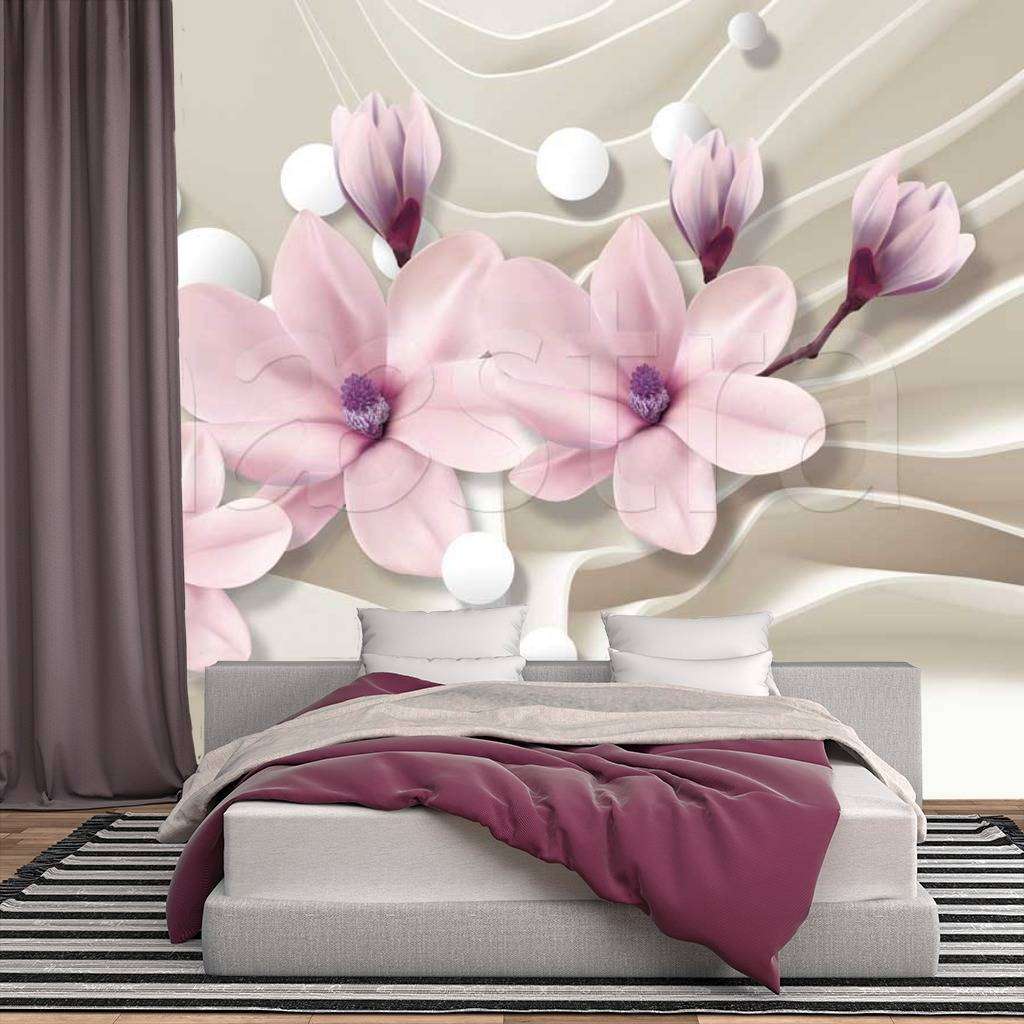 Фотообои 3д увеличивающие пространство шары и цветы  10-455