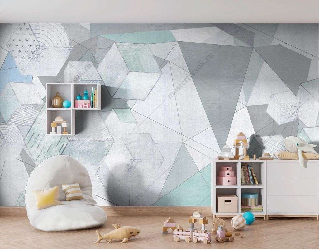 Фотообои в интерьере 3д кубы  13-542 фото