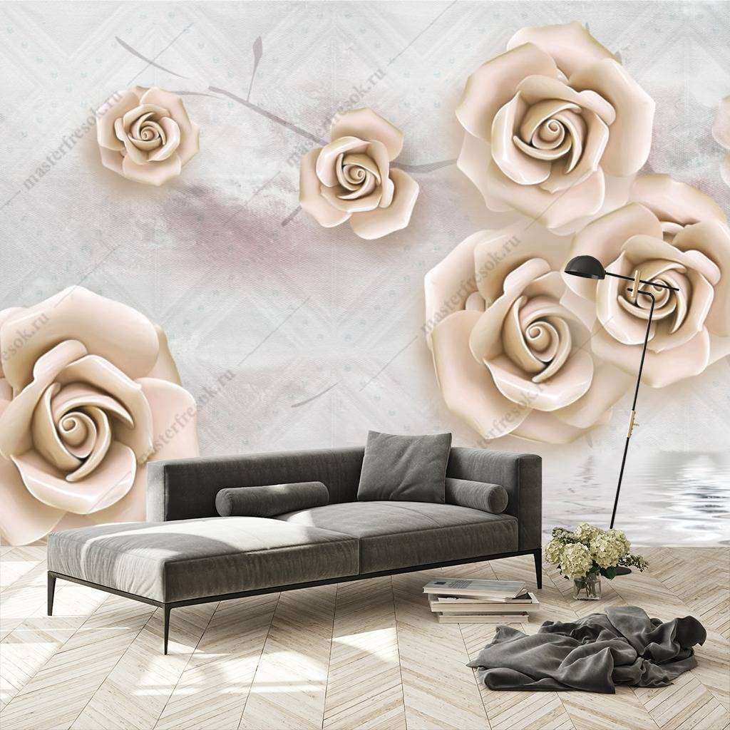 Фотообои Бесшовные обои на стену:  3д золотые розы. Артикул: 10-662  