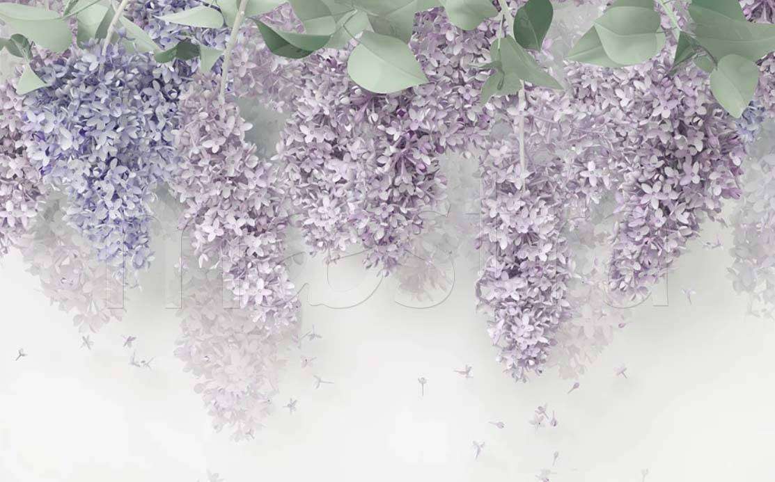 Фотообои в интерьере 3д сирень  15-038 фото