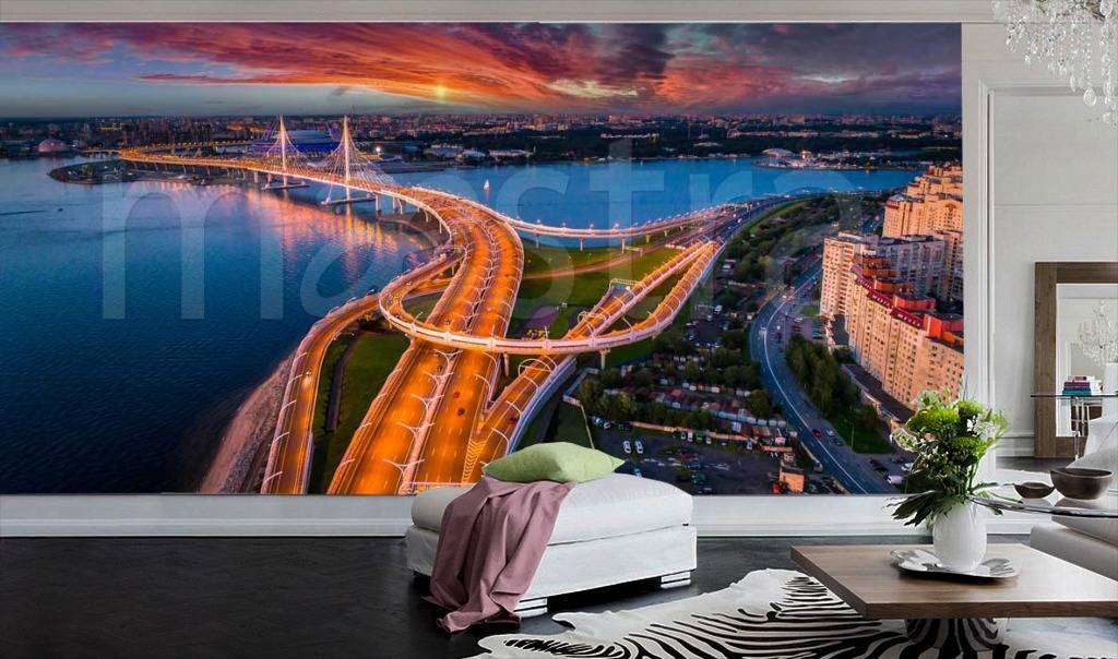 Фотообои Мост ночью в Питере  9-688