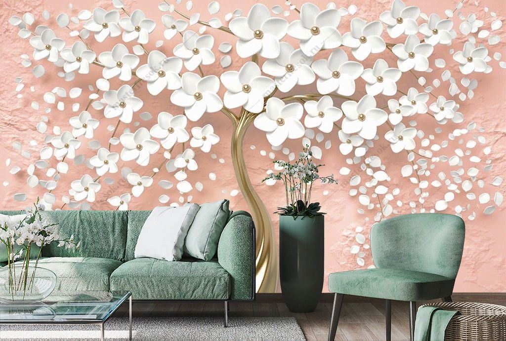 Фотообои Дерево 3д белое  10-890