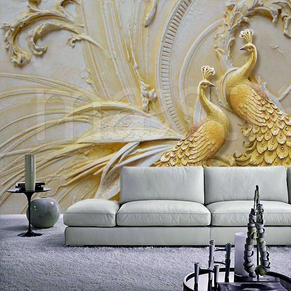 Фотообои в интерьере 3д павлины  7-801 фото