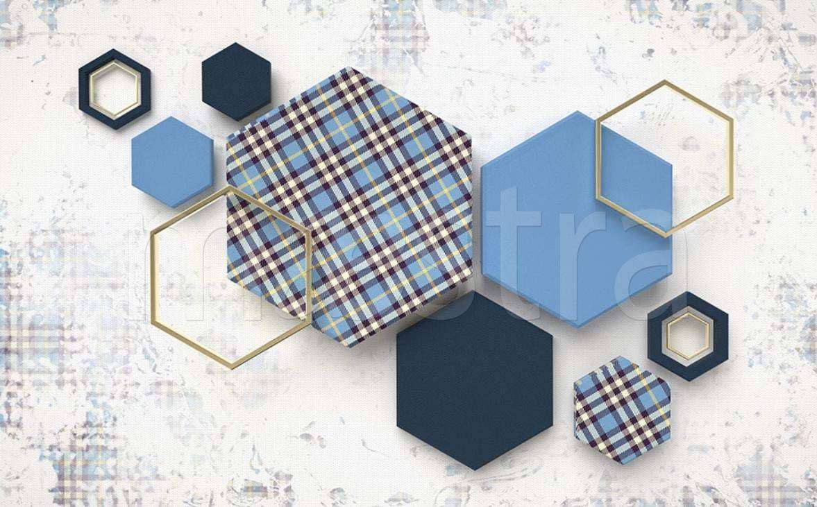 Фотообои в интерьере 3д шестиугольник  15-025 фото