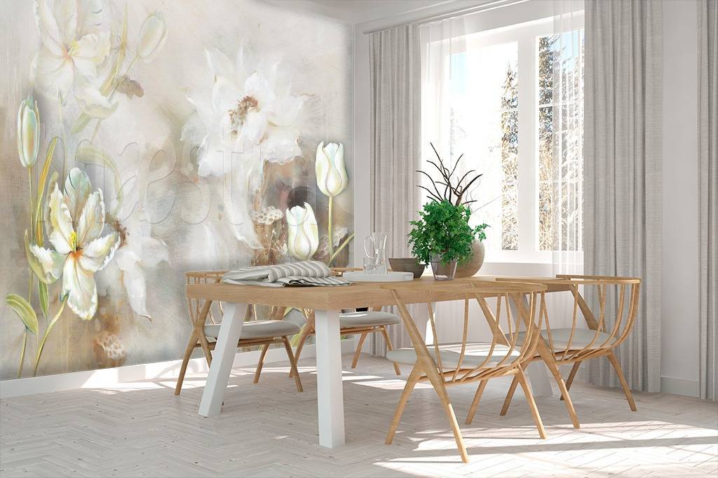 Фотообои Цветы на нежном светлом фоне  10-520