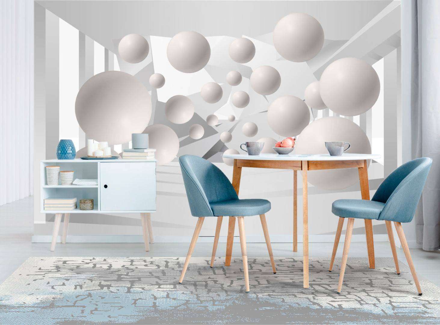 Фотообои в интерьере белые шарики  10-599 фото