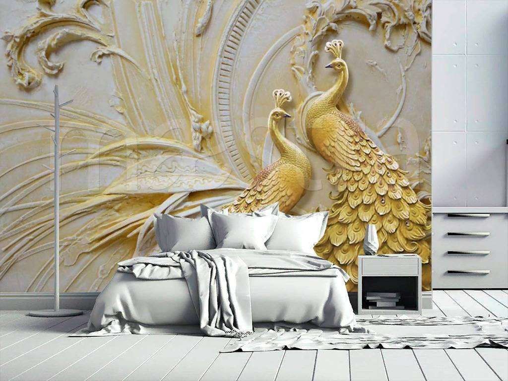 Фотообои в интерьере 3д павлины  7-801 фото