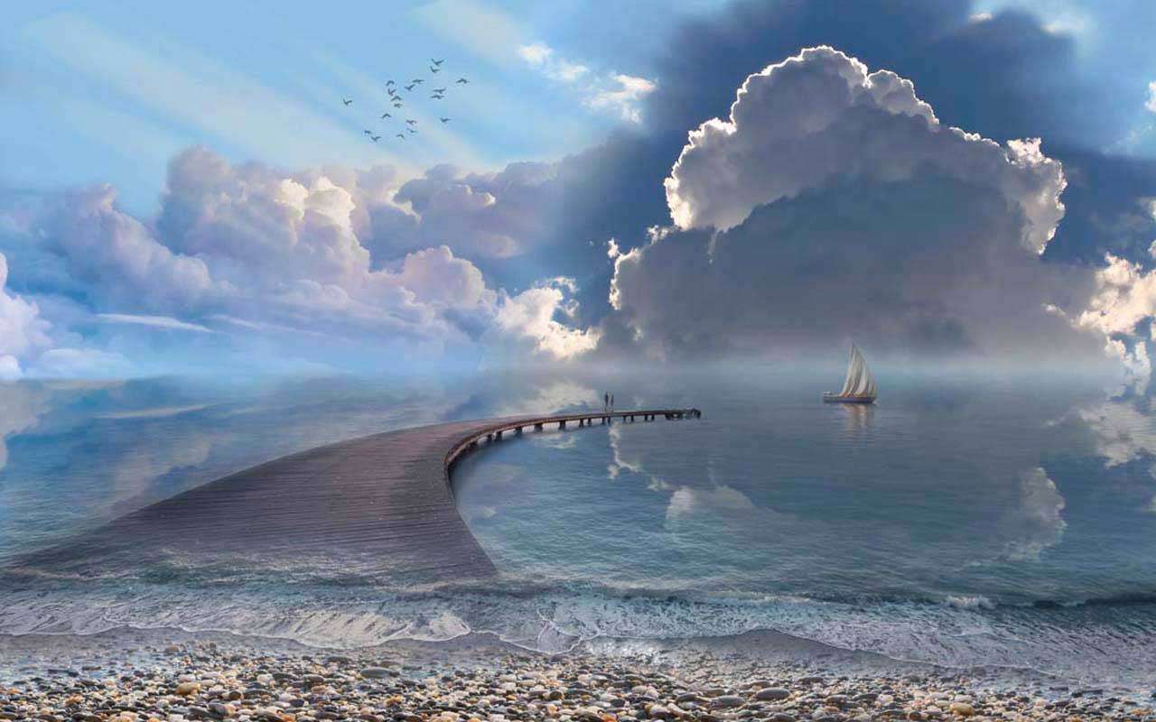 Фотообои в интерьере дорога в облака  7-603 фото