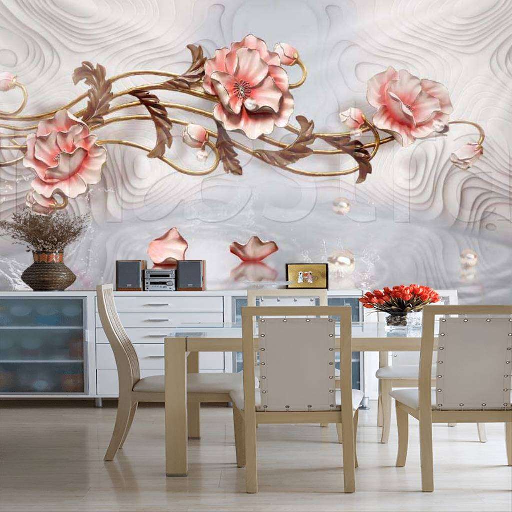 Фотообои Цветочная фантазия на сером фоне  7-432