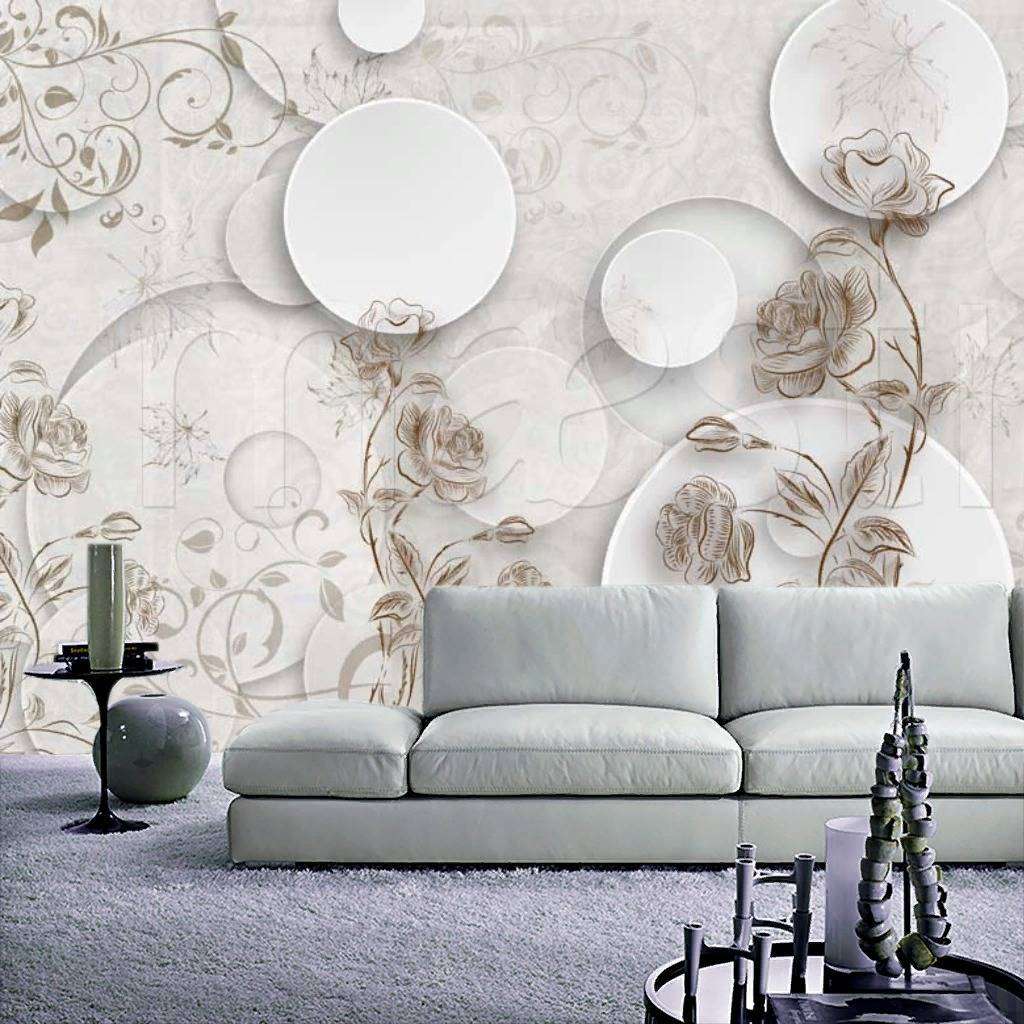 Фотообои в интерьере 3д графика с шарами и розами  7-830 фото