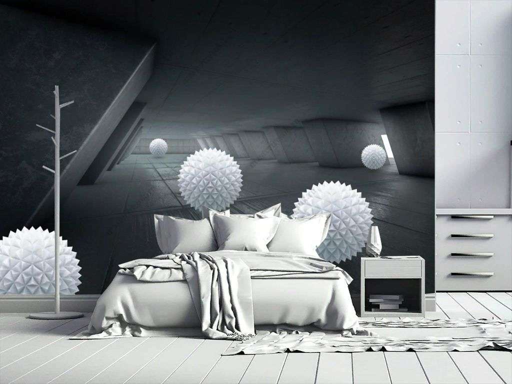 Фотообои в интерьере черный фон 3д  10-913 фото