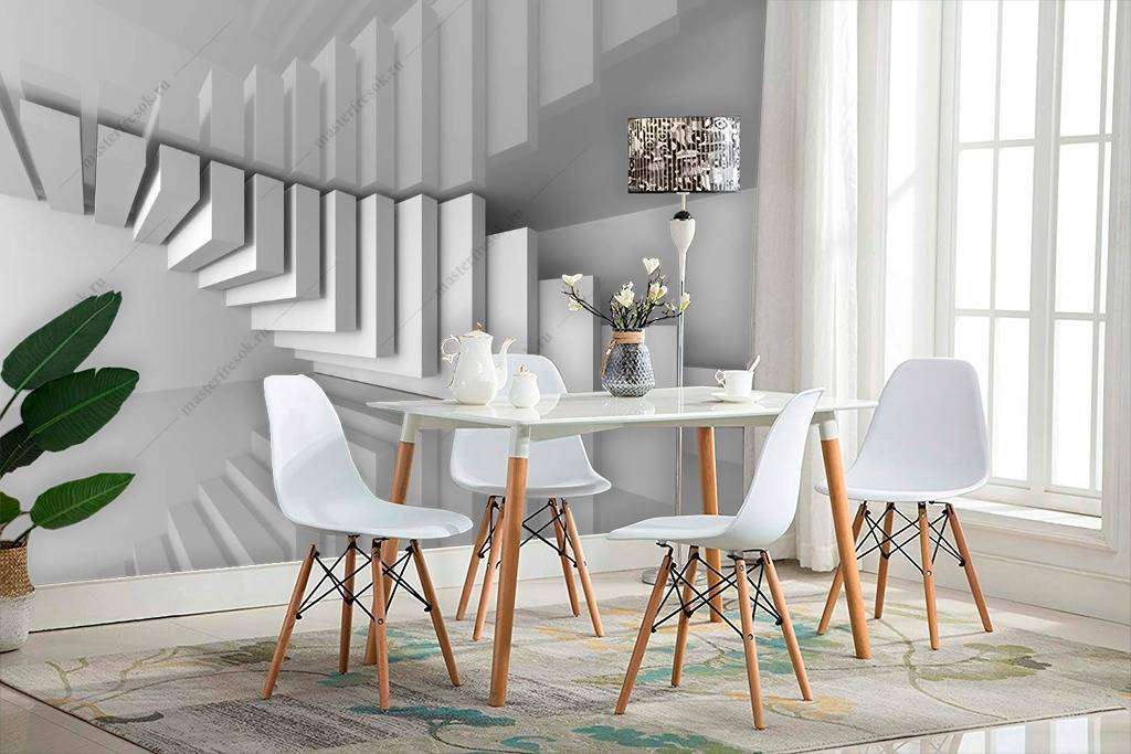 Фотообои в интерьере 3д зеркальная геометрия  10-795 фото